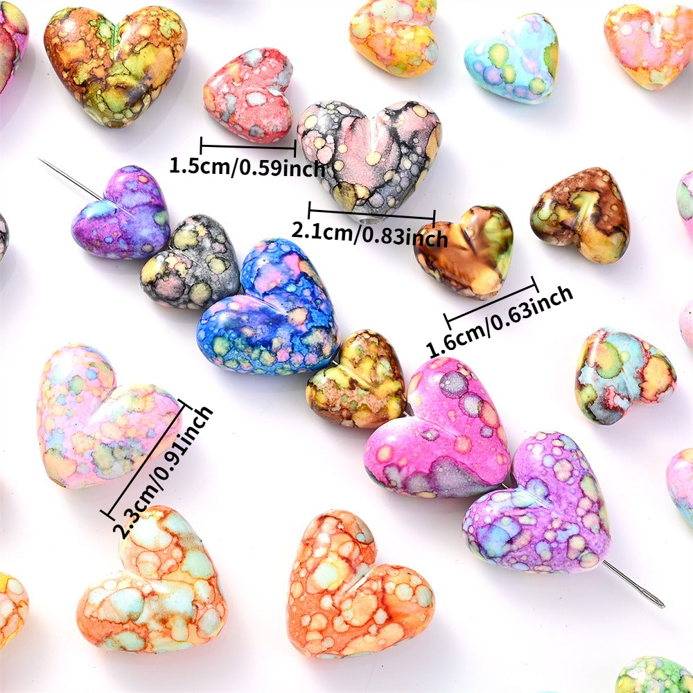 Mixed Color Heart Acrylic Beads