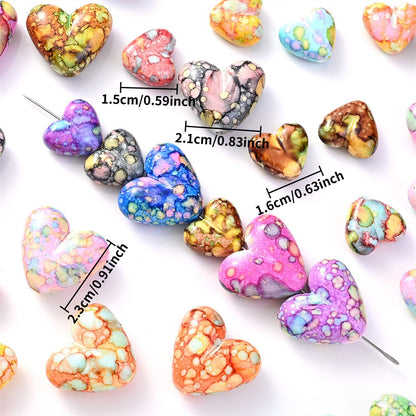 Mixed Color Heart Acrylic Beads