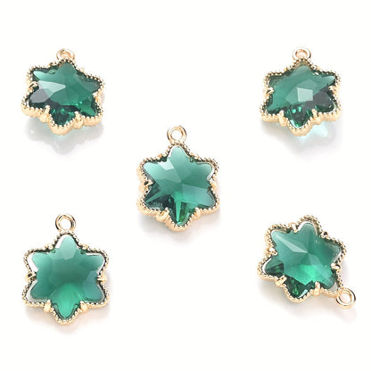 5PCS 13×16mm Faceted Ice Flower Glass Pendant Set