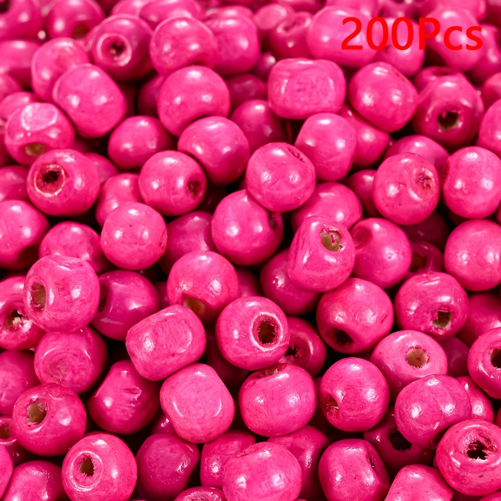 200PCS 5×6mm Rainbow Irregular Round Wood Beads