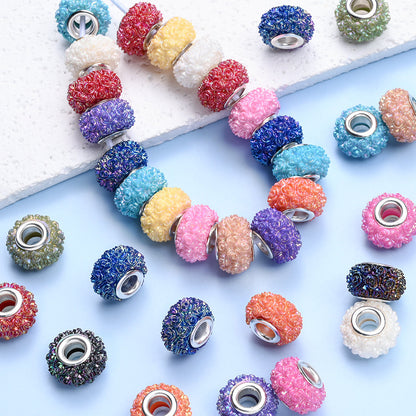 Colorful Flower Acrylic Large Hole Spacer Beads