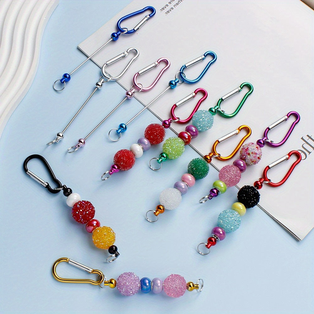 22-Piece Multicolor D-Shaped Beadable Keychain Hooks