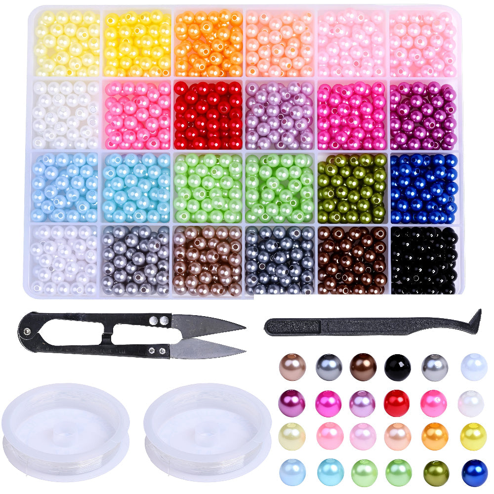 6 mm Colorful Imitation Pearl Beads Jewelry Making Kit