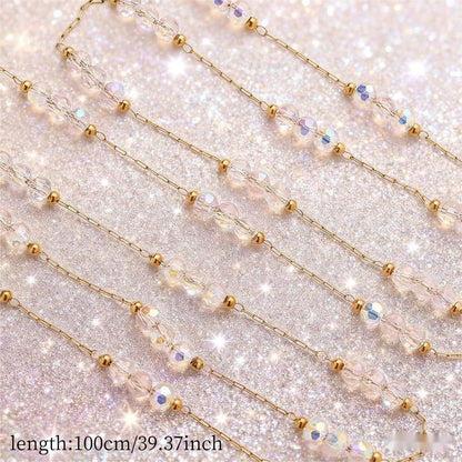 1m Colorful Shiny Pink Glass Bead Chain