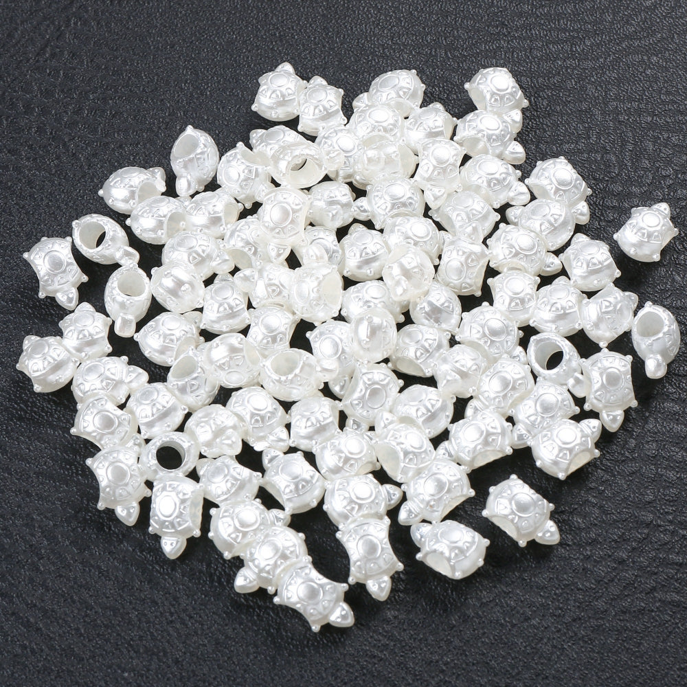 White Money Turtle Acrylic Beads