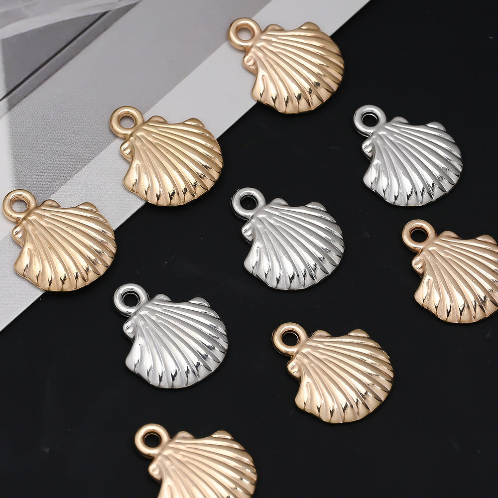 Golden and Silvery Plastic Shell Pendant Charms