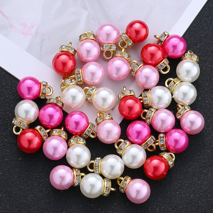 120PCS Pink Imitation Pearl Rhinestone Bead & Pendant Set