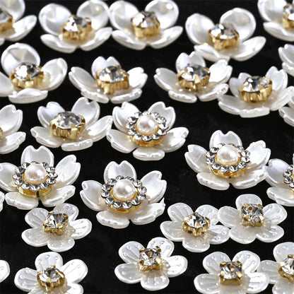 White Rhinestone Five-Petal Flower Patches