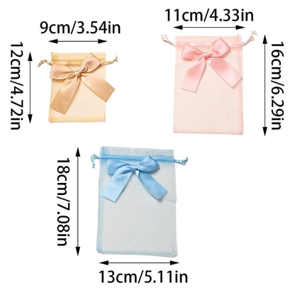 10PCS Organza Drawstring Gift Bag Set with Bowknot