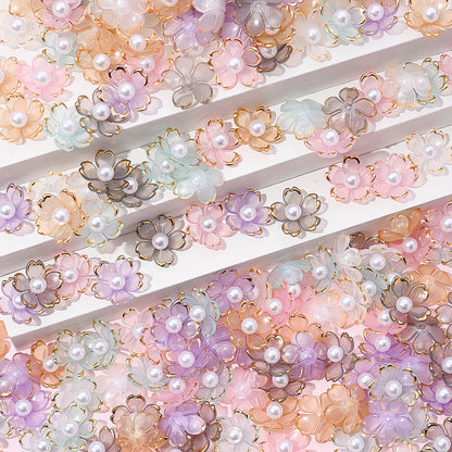 Colorful Cherry Blossom Acrylic Beads