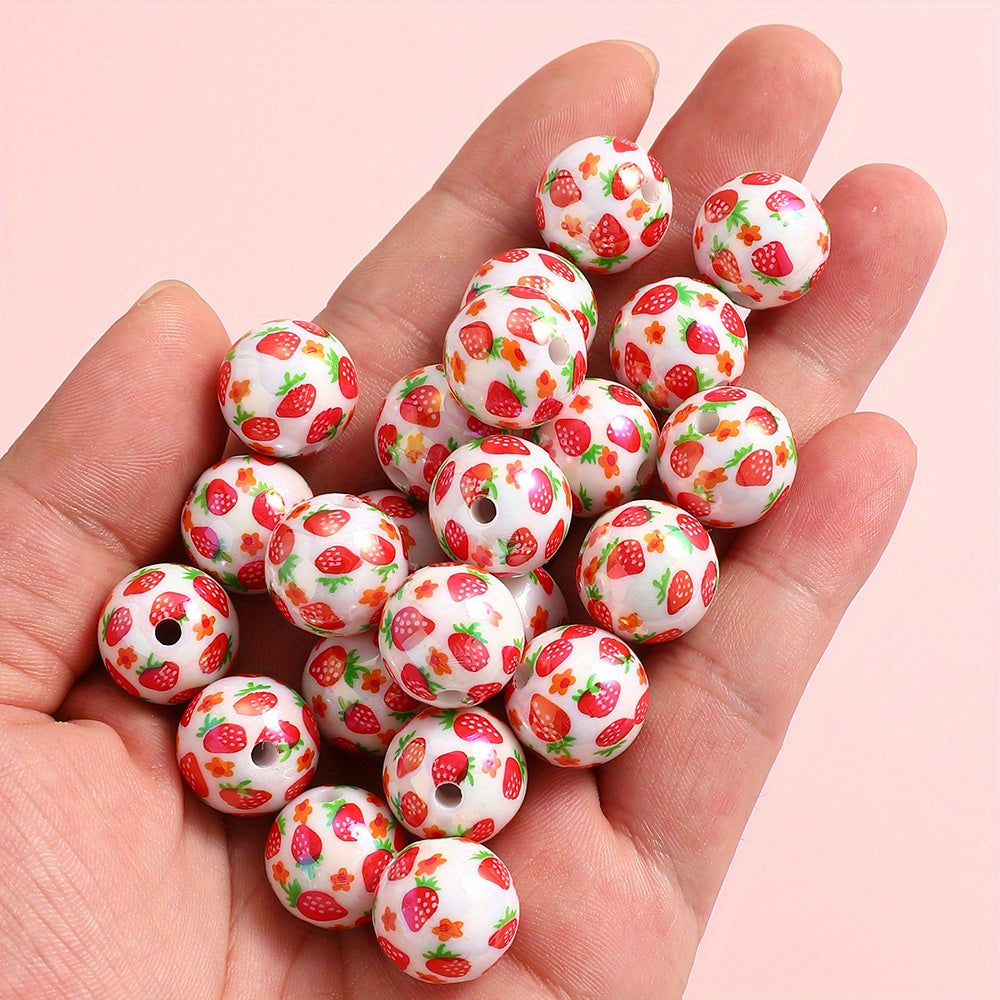 Glossy Strawberry Resin Beads