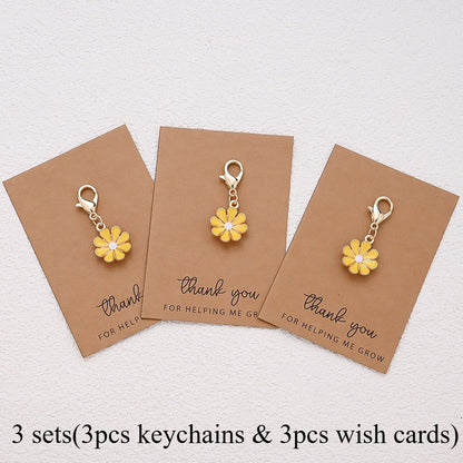 Alloy Flower Keychain Set