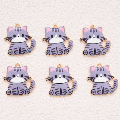 Enamel Cat Pendant Charms