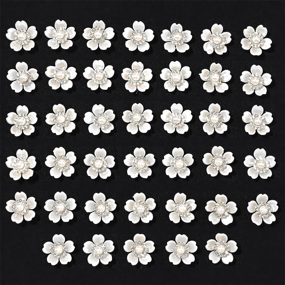 White Rhinestone Five-Petal Flower Patches