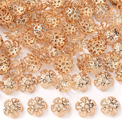 100PCS 8mm Flower Circle Metal-Plated Bead Cap Set