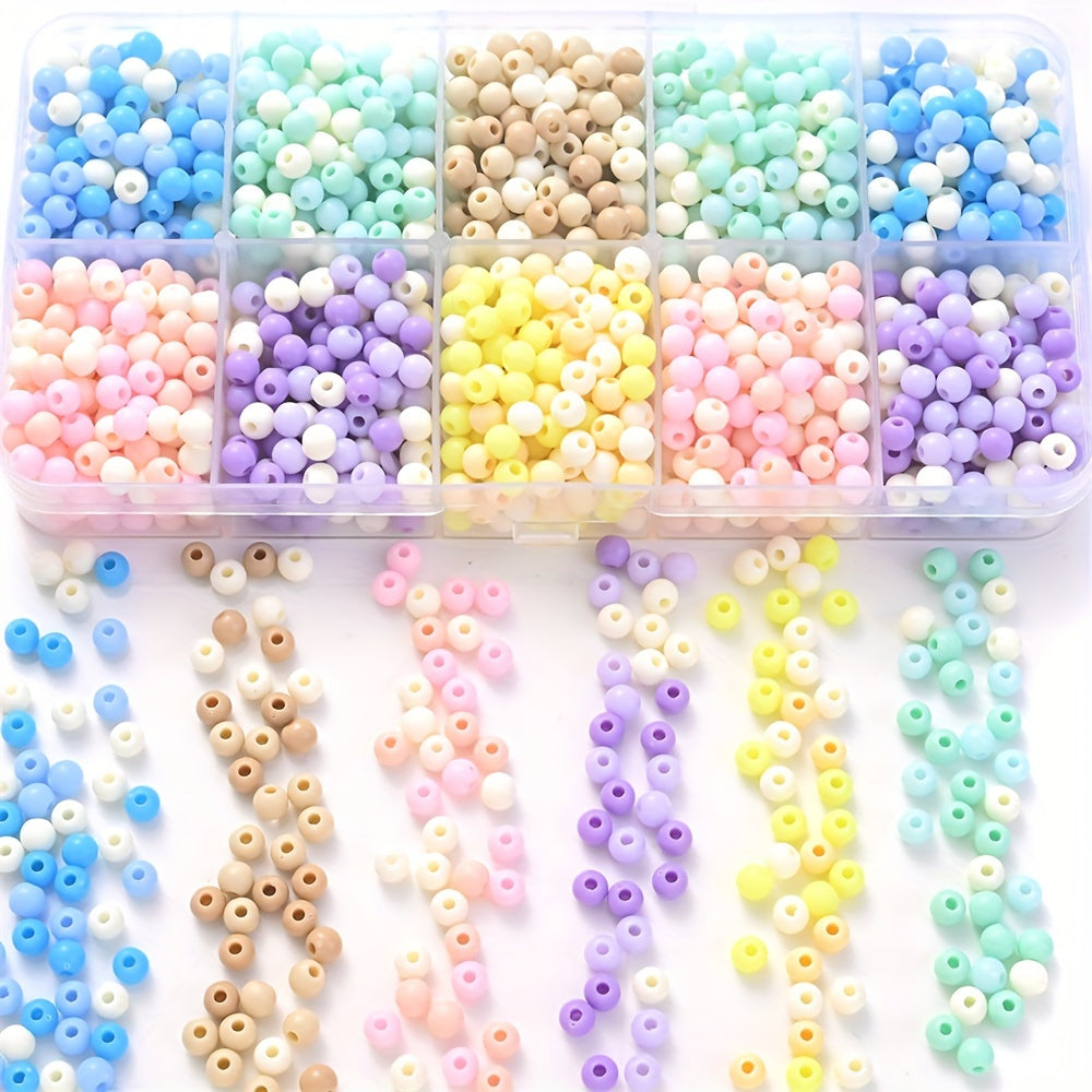 100PCS 4mm Solid Color Round Acrylic Bead Set