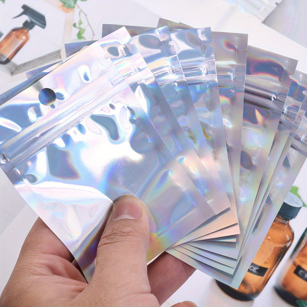 10PCS 12cm Reusable Laser Self-Sealing Packaging Bags