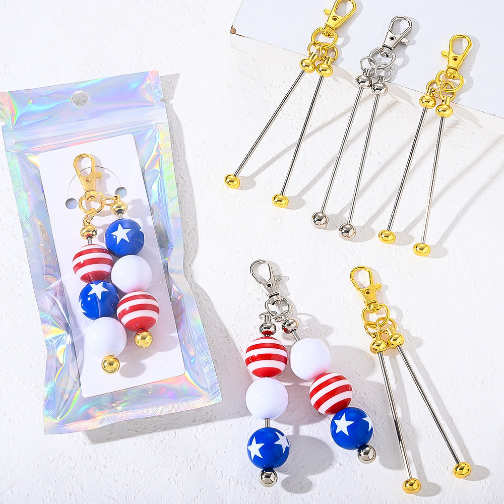 Golden & Silvery Beadable Keyring Set
