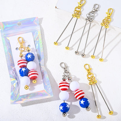 Golden & Silvery Beadable Keyring Set