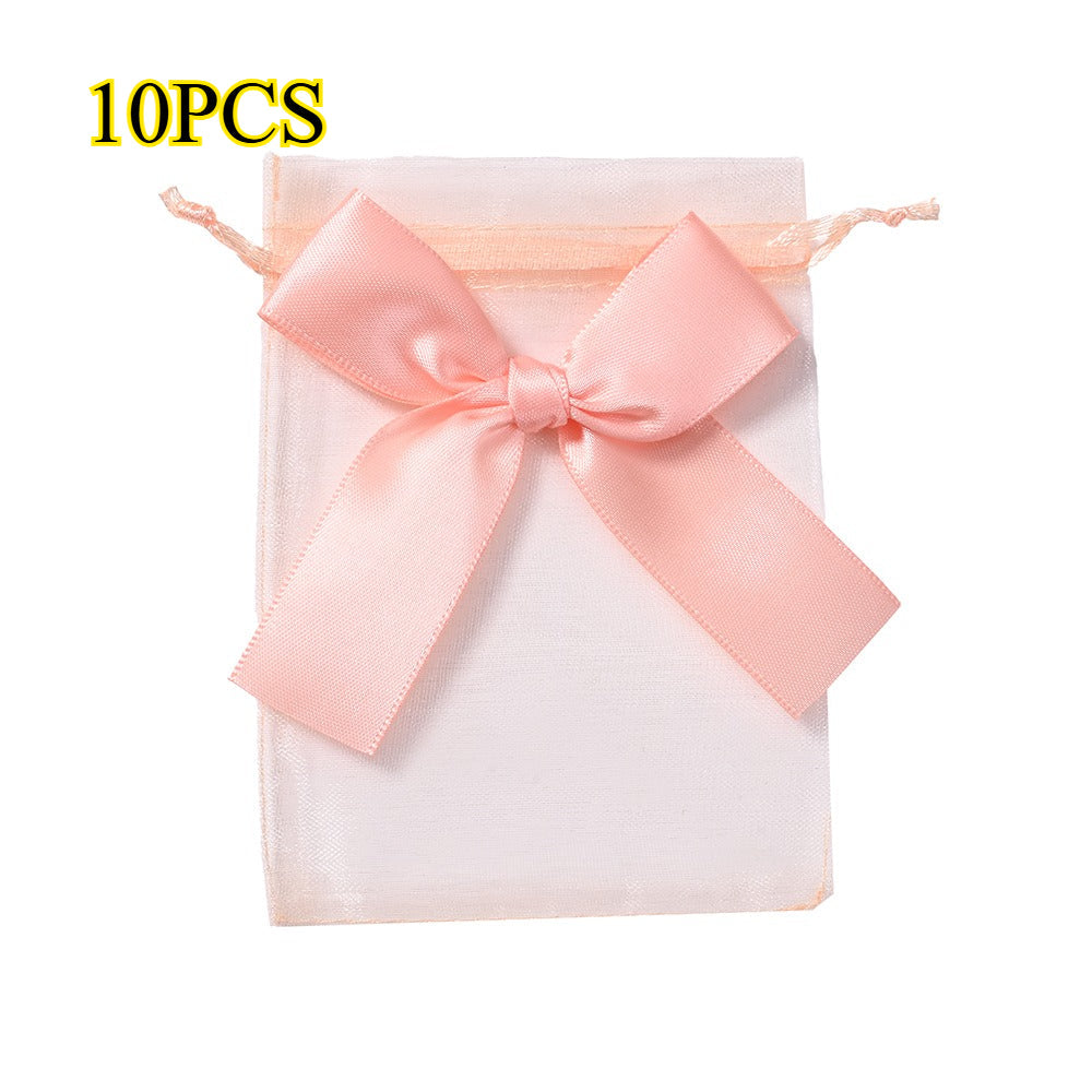 10PCS Organza Drawstring Gift Bag Set with Bowknot