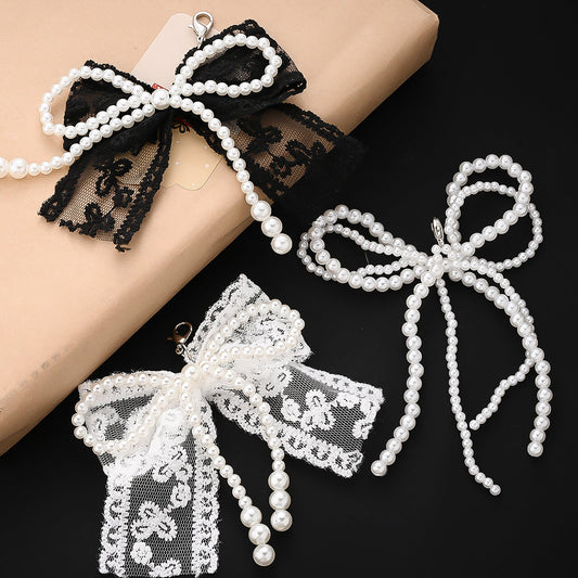 Lace Pearl Bow Keychains
