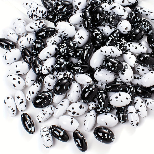 Artistic Splatter Design Acrylic Oval Beads