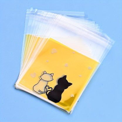 Cat Pattern Self-Adhesive Bags