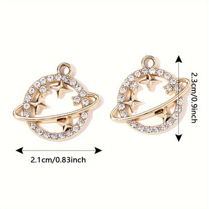 5PCS Gold-Tone Cosmic Moon & Star Pendant Set