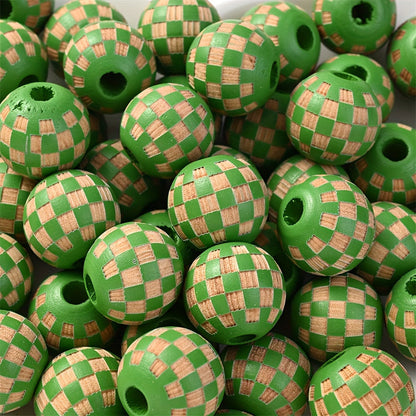 Checkerboard Wooden Spacer Beads