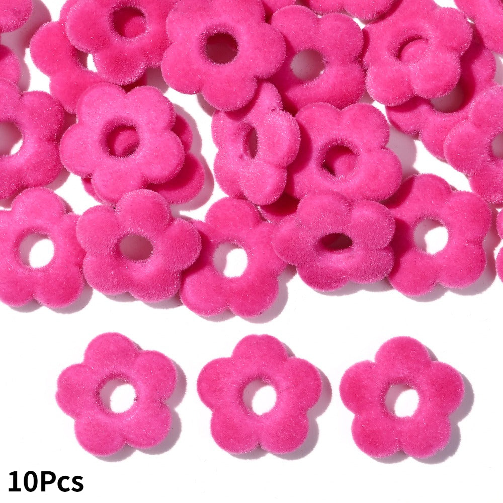 Flocked Flower Resin Beads