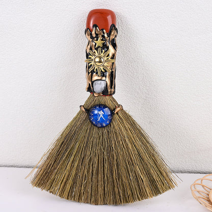 12-Piece Zodiac Broom-Shaped Alloy Charms