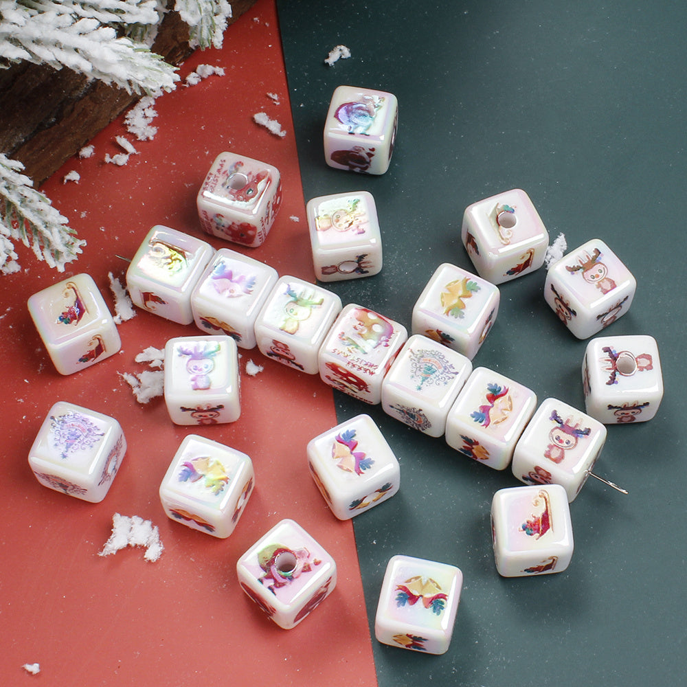 White Square Acrylic Beads