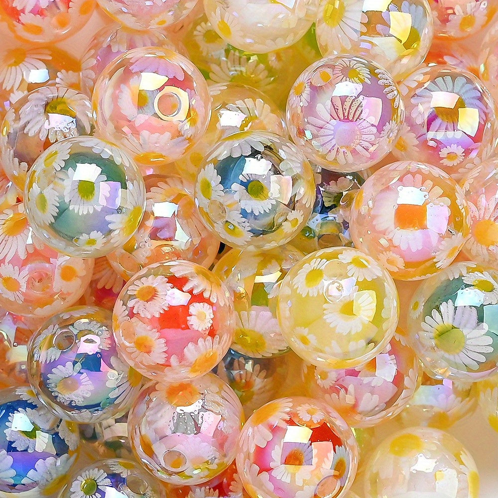 Daisy Round Acrylic Beads