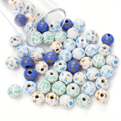 Marine-Themed Wooden Beads