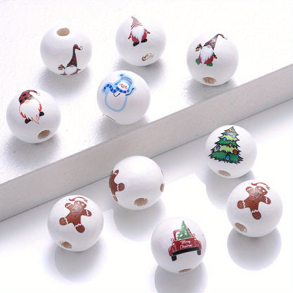 Christmas Wooden Santa & Tree Beads