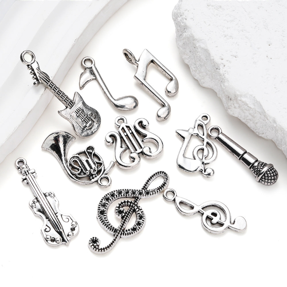 60-Piece Silver Musical Instrument & Music Note Charms