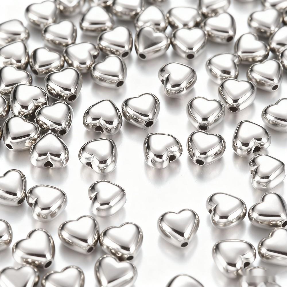 100PCS Gold & Silver Heart CCB Bead Set