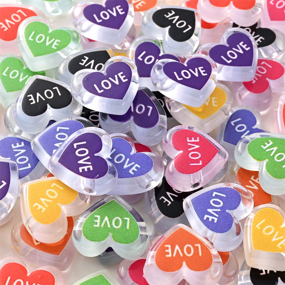 Clear Double Heart Acrylic Beads