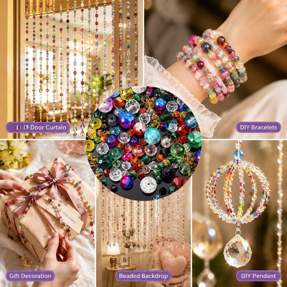 800-Piece Mixed Geometric Gradient Glass Spacer Beads