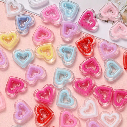 Acrylic Heart-Shaped Beads