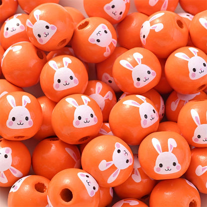 10PCS 16mm Easter-Themed Wooden Bead Set
