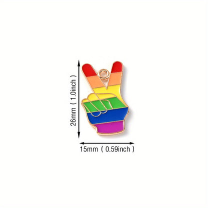 Rainbow Hand Love Alloy Pendants