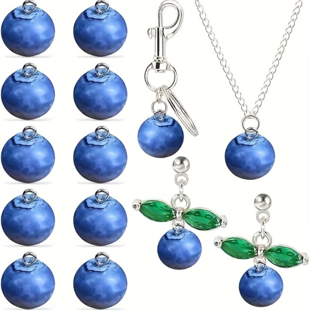 Realistic Blueberry Resin Pendants