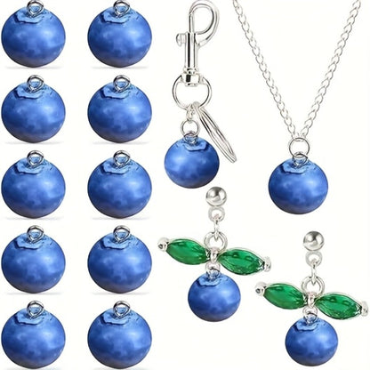 Realistic Blueberry Resin Pendants