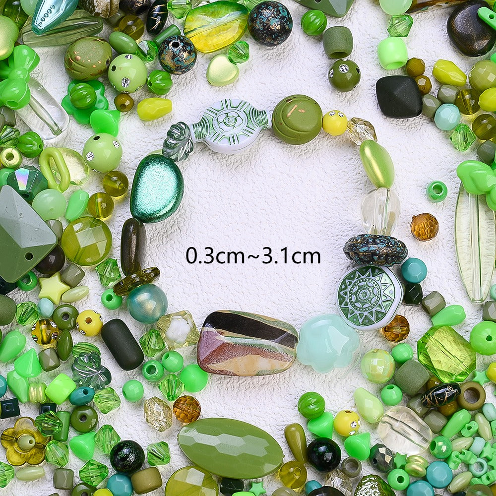 Mixed Light Green Irregular Acrylic Beads
