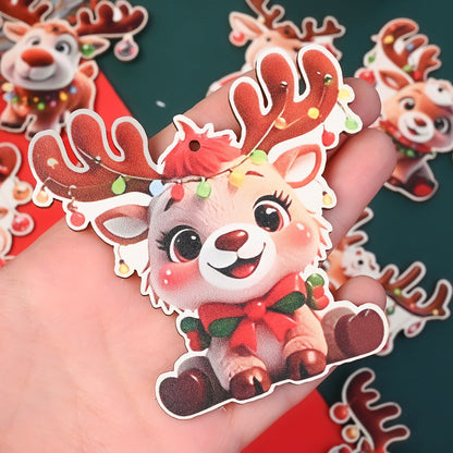 24-Piece Brown Wooden Reindeer Hanging Ornaments