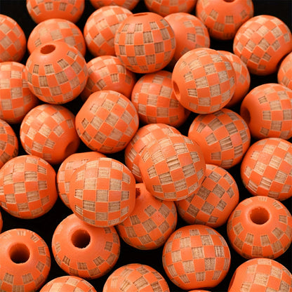 Checkerboard Wooden Spacer Beads
