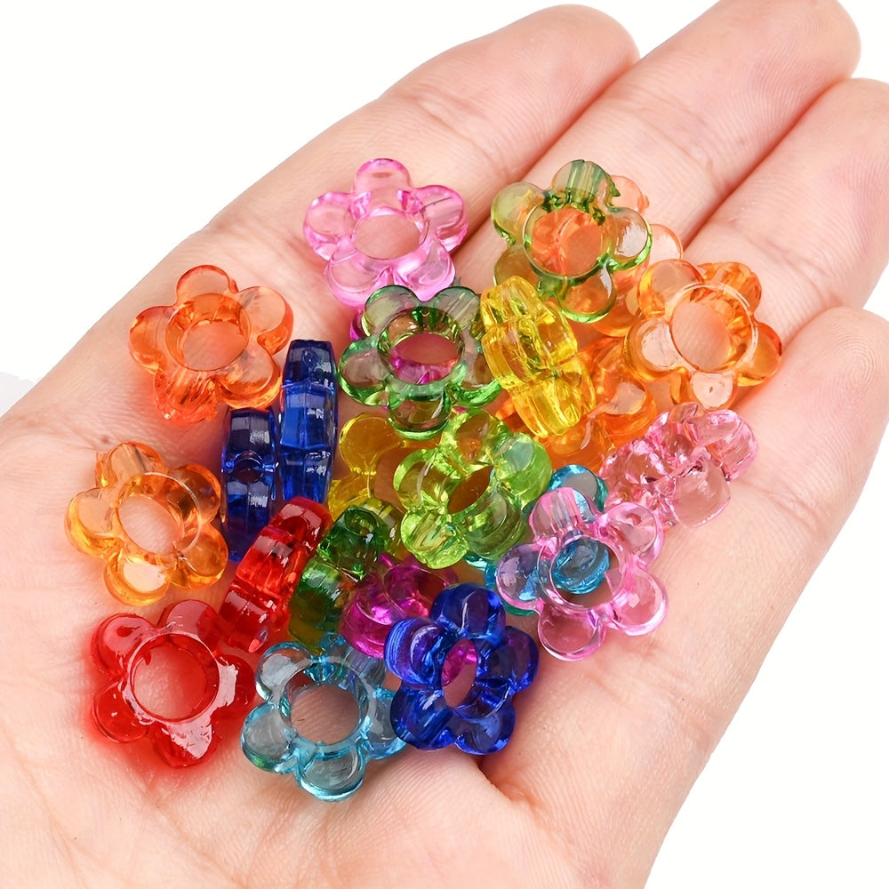 100-Piece 13 mm Clear Hollow Candy Color Flower Acrylic Beads