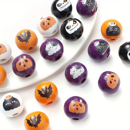 Halloween Bat Black Cat Wooden Spacer Beads