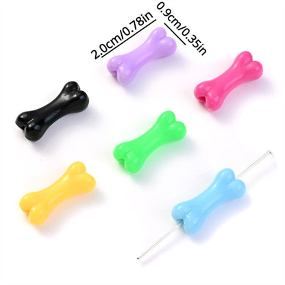 50pcs/set 9x20mm Colorful Bone-Shaped Acrylic Beads